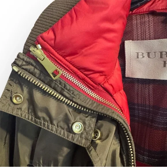 Burberry Brit Winter Balesdean Military Green Down Coat Red 3in1 - Picture 6 of 16